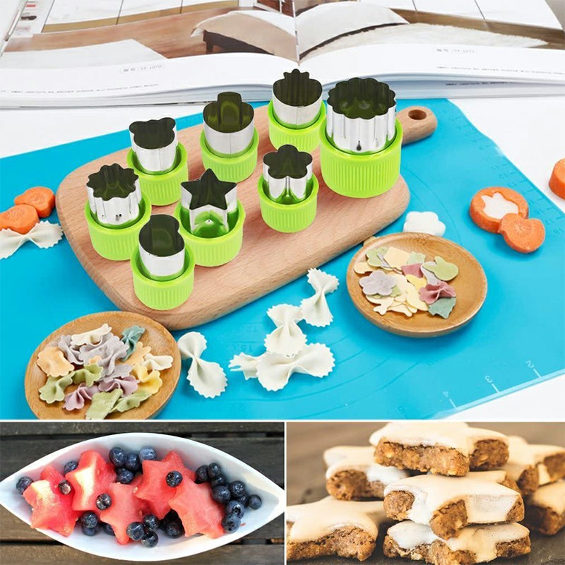 12 pcs Fruit Vegetable Cutter Cookie Stamps Mold Sets - Green