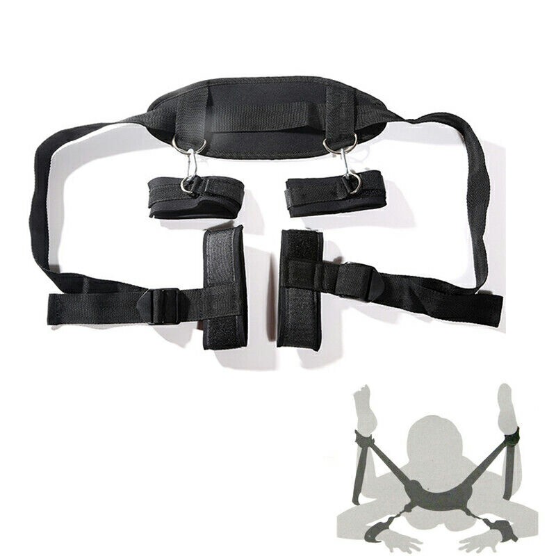 BDSM Bondage Set Under Bed Kit Handcuffs Ankle Restraint Straps Adult Toy for Couple