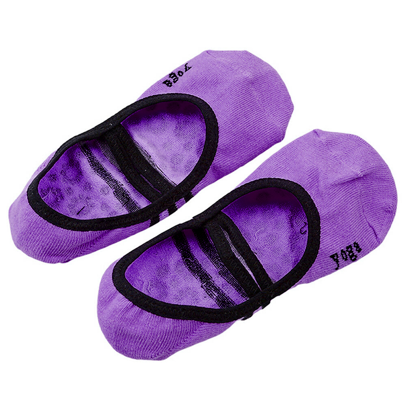 Yoga Socks Women Non Slip Skid Grips Pilates Fitness Ballet Exercise Gym Massage - Purple