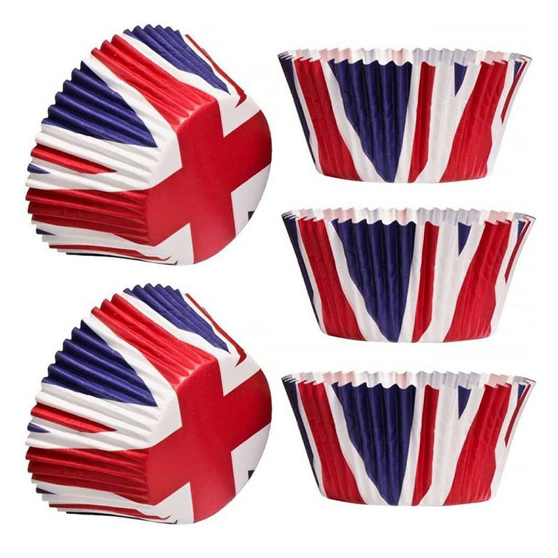 100 pcs British Flag Pattern Mini Cupcake Liners Colorful Paper