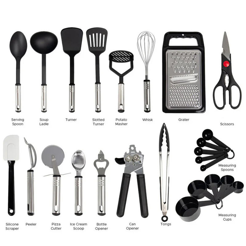 17PCS Cooking Utensil Plastic Kitchen Tool Utensil Cutlery Set Cooking Spatula Spoon Can Opener