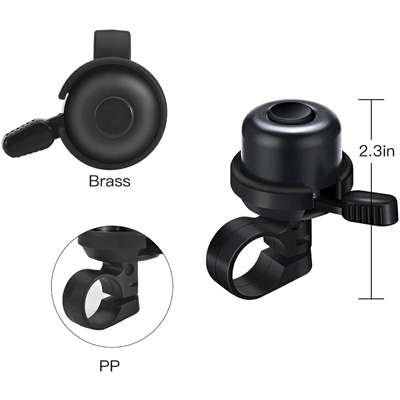 2 pcs Bike Bell Brass Mini Bicycle Ring Bell for Mountain Bike Road Bike Kid Bike Accessories - Black