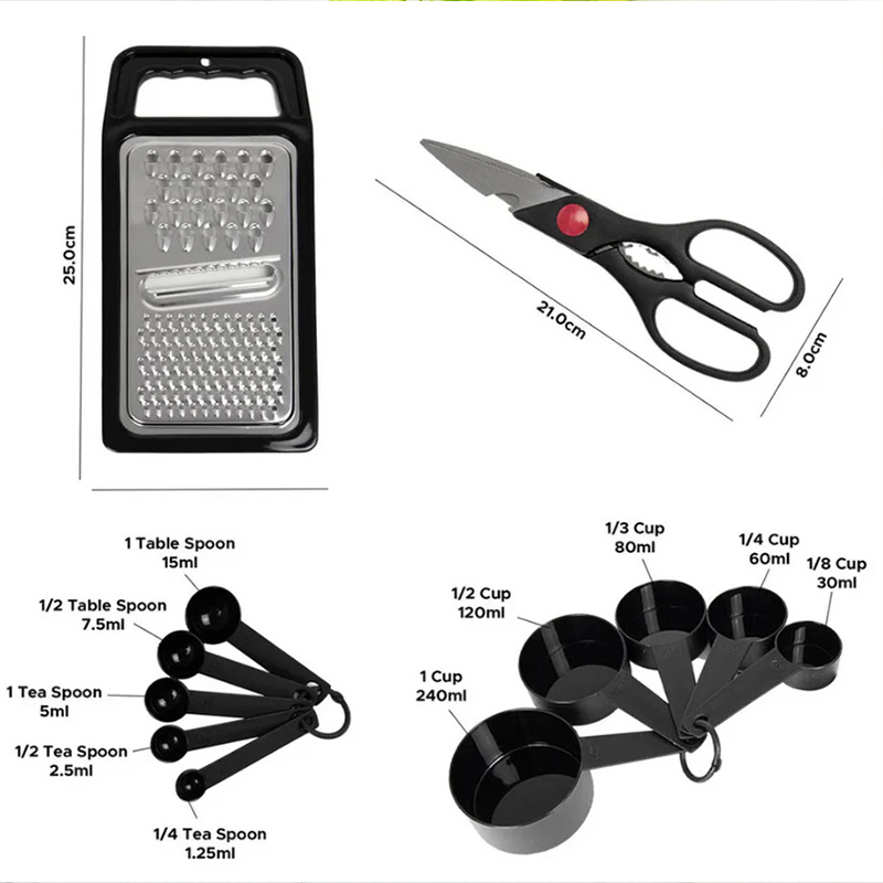 17PCS Cooking Utensil Plastic Kitchen Tool Utensil Cutlery Set Cooking Spatula Spoon Can Opener