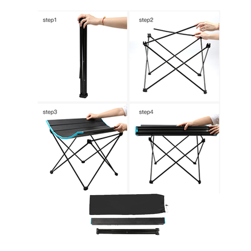 Folding Portable Camping Table Aluminum Collapsible Table Top Ultralight Compact for Outdoor