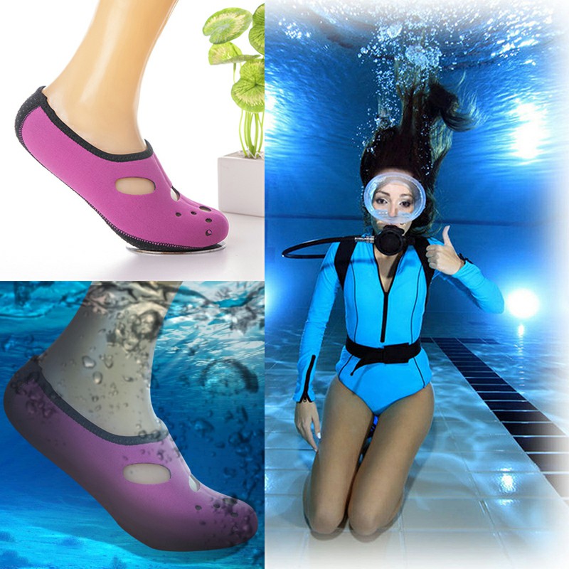 Water Sports Snorkeling Socks 3mm Neoprene Diving Scuba Surfing Swimming Socks Size L - Rose Red