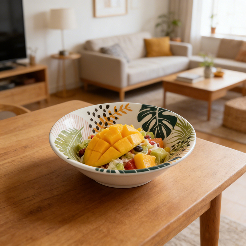 Plastic Bowl with Assorted Flower Design for Home Kitchen 17cm 173g