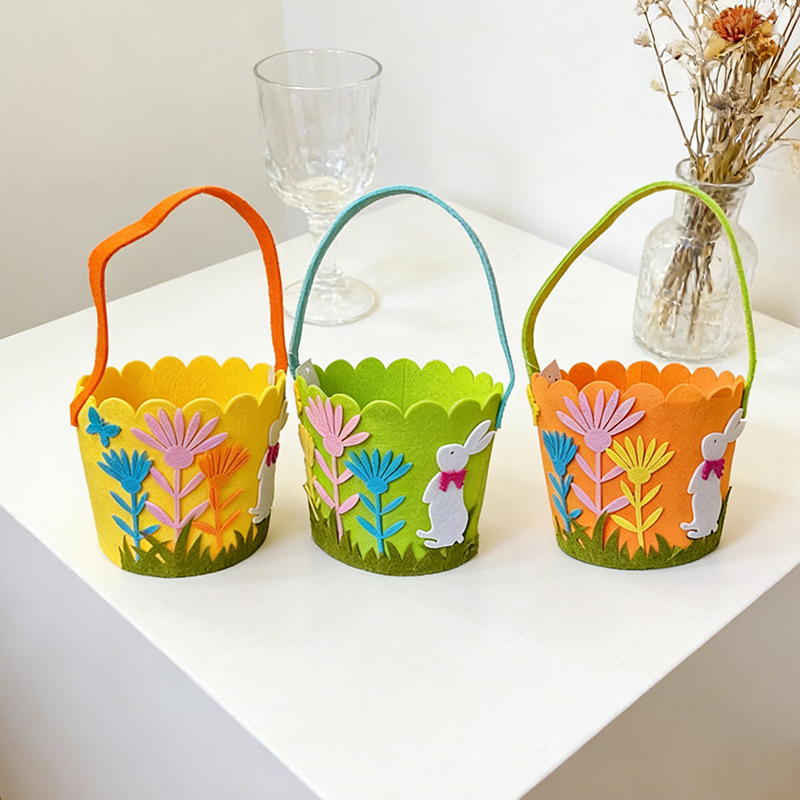 Felt Gift Bag Easter Basket Design 12 x 14cm Random Colours