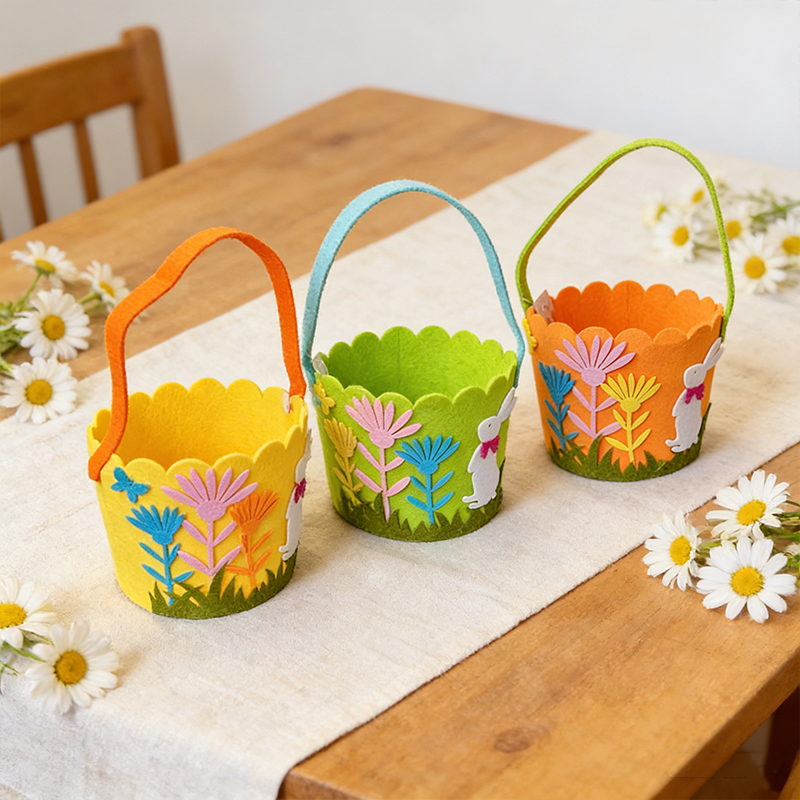 Felt Gift Bag Easter Basket Design 12 x 14cm Random Colours