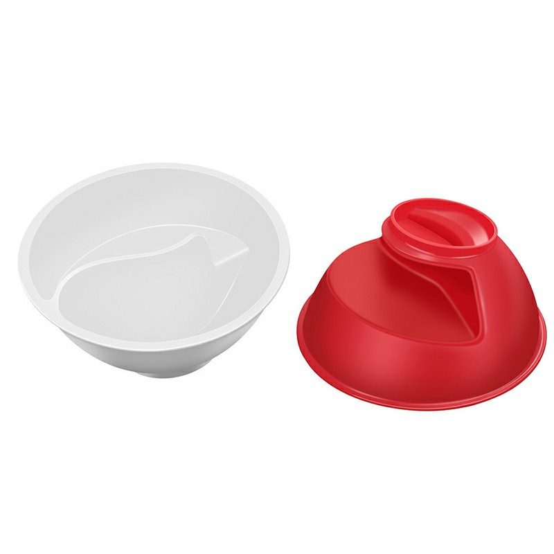 2 pcs Creative and Lovely Cereal Bowl with the Spiral Slide Design - Red + White