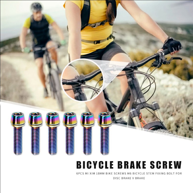 6 pcs/Set Bicycle Stem Bolts M5 x 18mm Stainless Steel Bolt Part for MTB - Multicolor
