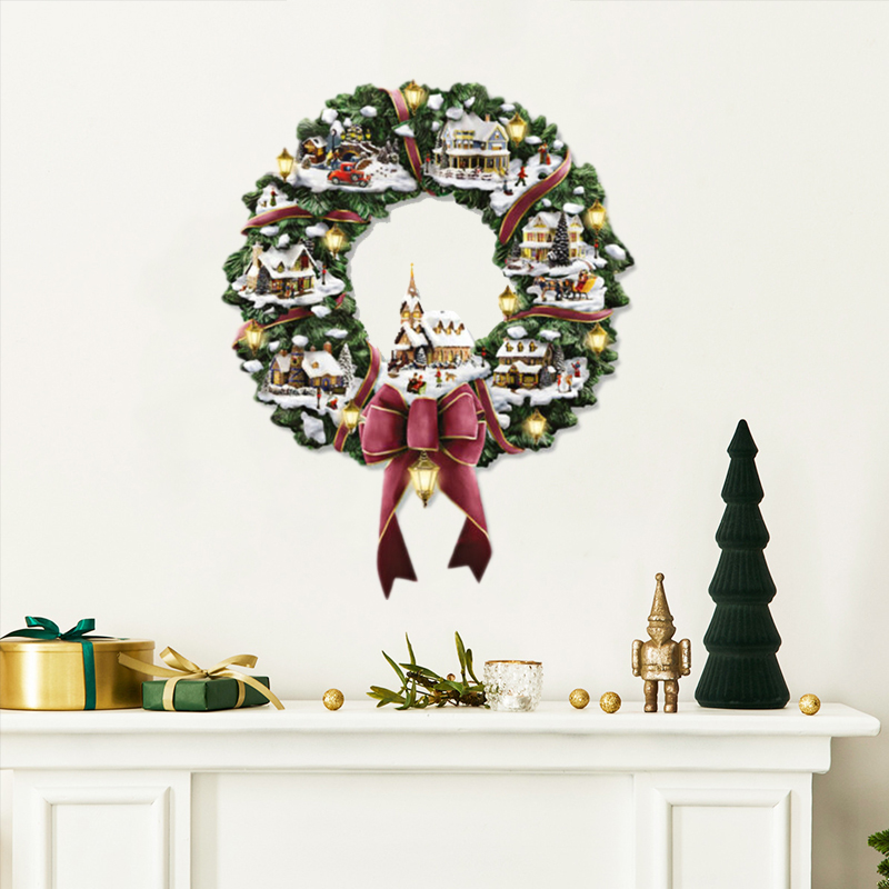 Christmas Window Stickers Xmas Snowman Santa Art Decal Wall Home Shop Decor - Garland Window I