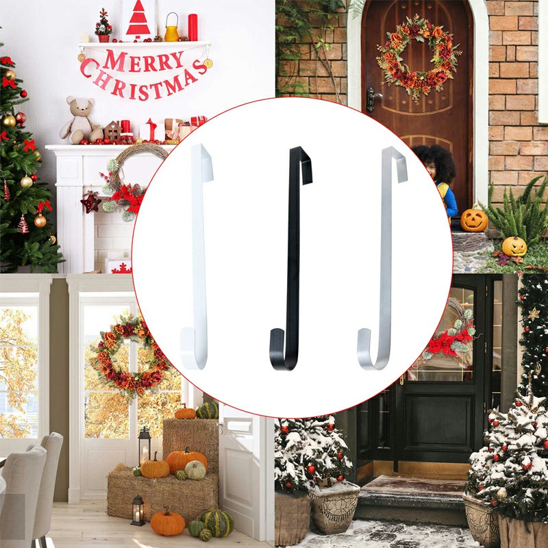 28cm Door Wreath Hanger Christmas Hook Xmas Decoration - Black