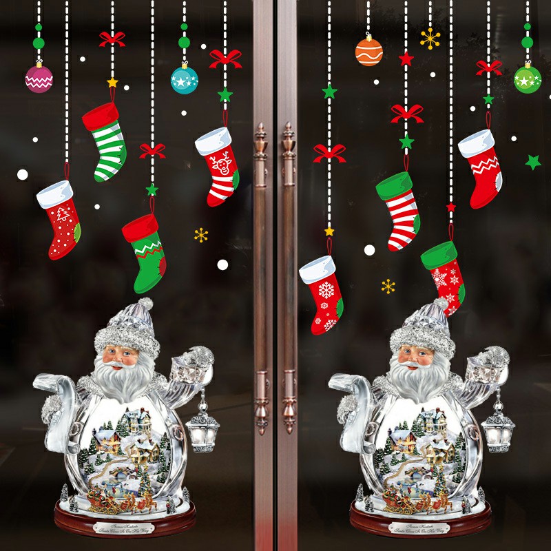 Christmas Window Stickers Xmas Snowman Santa Art Decal Wall Home Shop Decor - Santa G