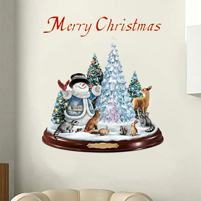 Christmas Window Stickers Xmas Snowman Santa Art Decal Wall Home Shop Decor - Snowman Elk E