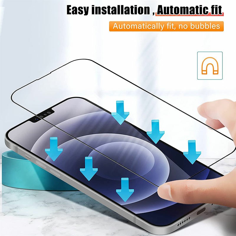 9D Full Cover Tempered Glass Screen Protector for iPhone 13/13 Pro - Black