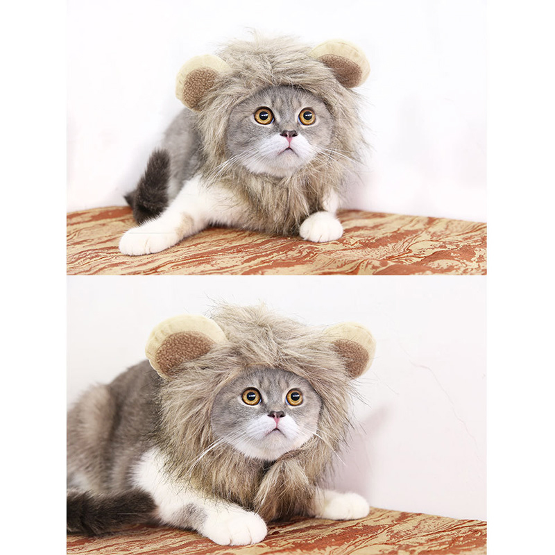 Pet Costume Brown Lion Mane Hood for Dog and Cat for Halloween - S