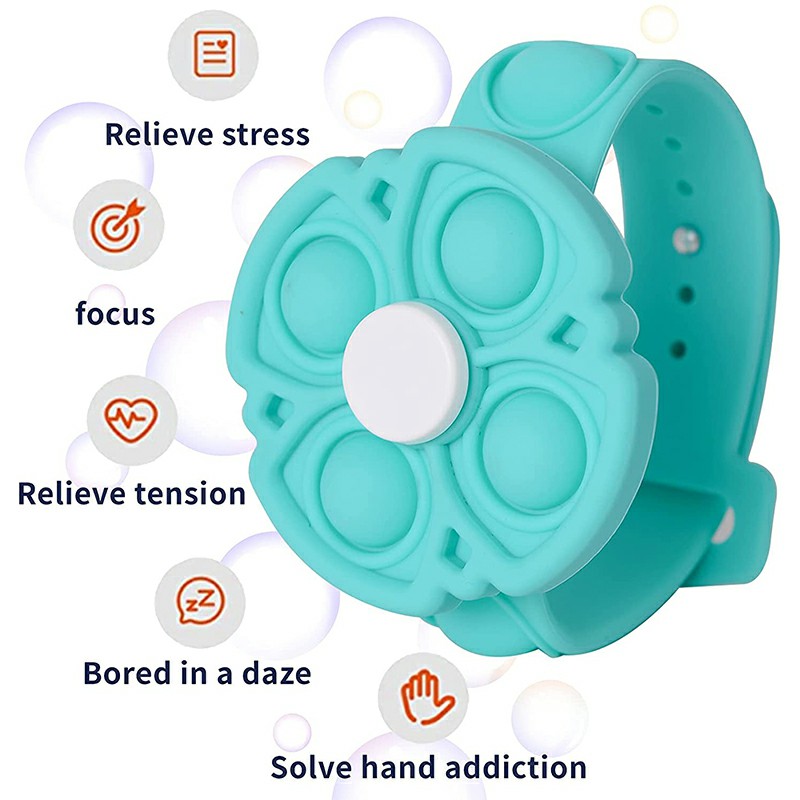 Push Pop Bubble Bracelet Fidget Bracelet Rotating Stress Relief Wristband Gifts - Blue