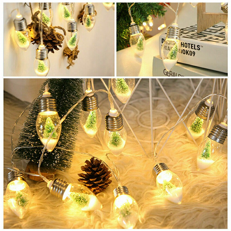 2m 10 LEDs Battery Powered LED Snow Globe Bulb Fairy String Lights Party Chritsmas Tree Decor