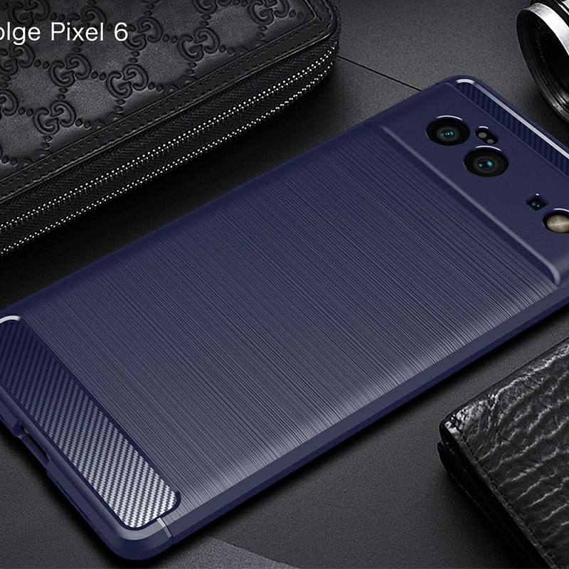 Carbon Fibre Pattern TPU Bumper Protective Case for Google Pixel 6 - Blue