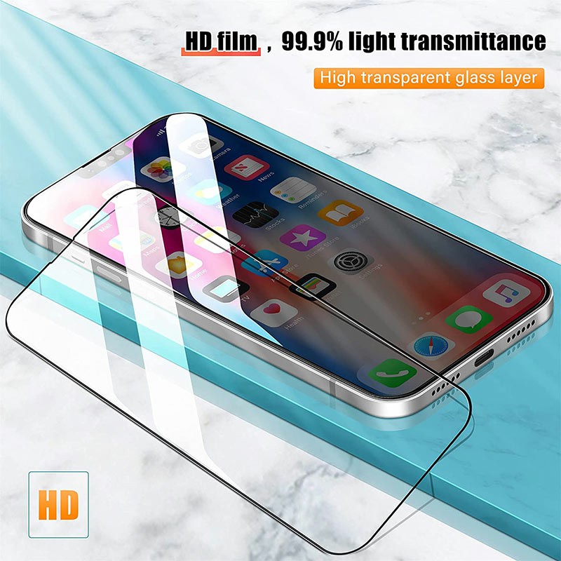 9D Full Cover Tempered Glass Screen Protector for iPhone 13/13 Pro - Black