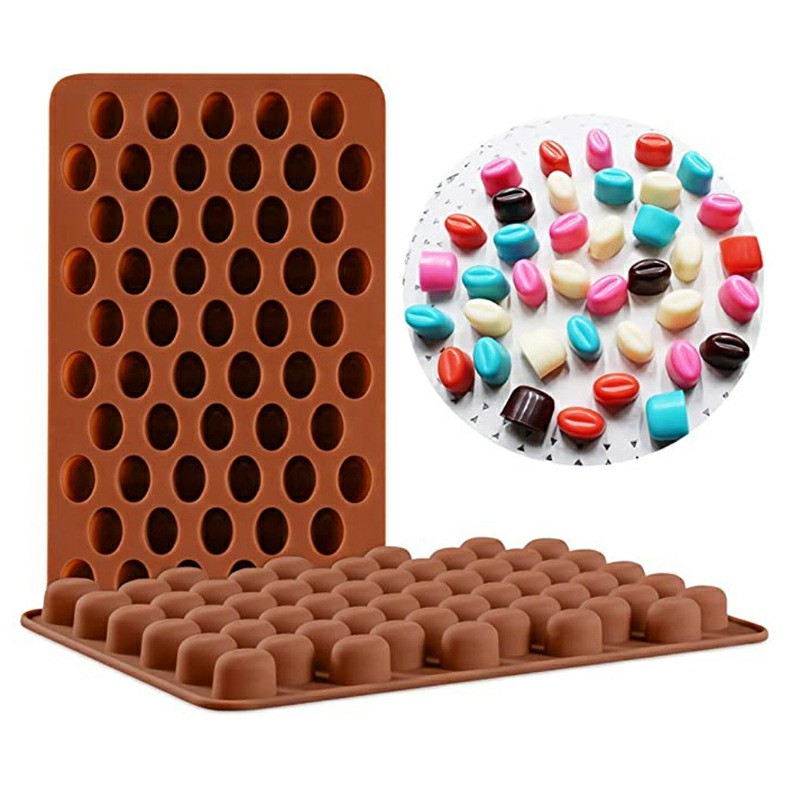 55 Mini Coffee Beans Chocolate Mold Candy Ice Cube Jelly DIY Cake Decoration Baking Molds