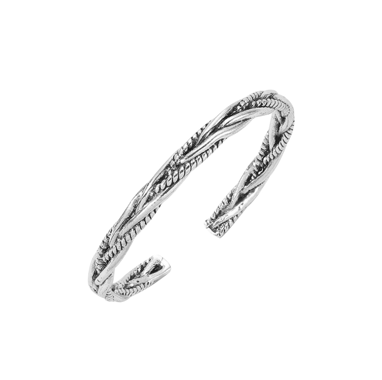Mens Vintage Open Bangle Alloy Thai Handmade Twisted Cuff Bracelet