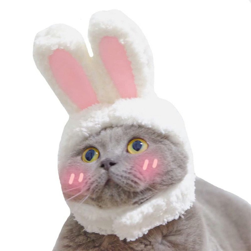 Cute Costume Bunny Rabbit Hat with Ears for Cats and Small Dogs Party Costume Easter Pet Accessory Headwear