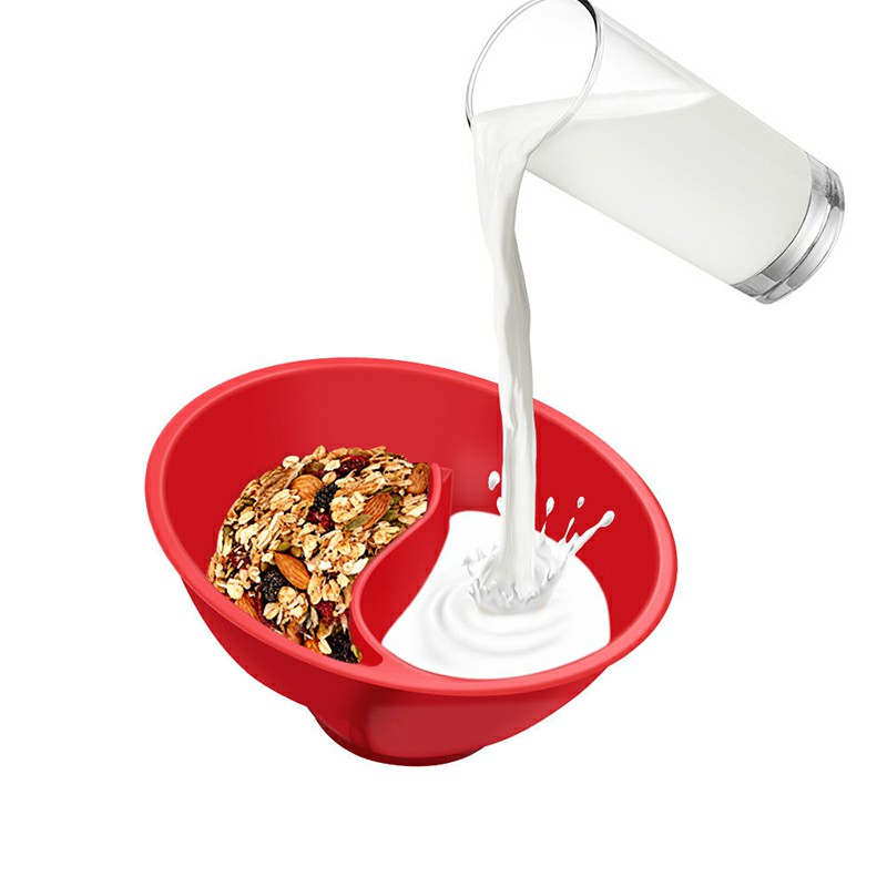 2 pcs Creative and Lovely Cereal Bowl with the Spiral Slide Design - Red + White