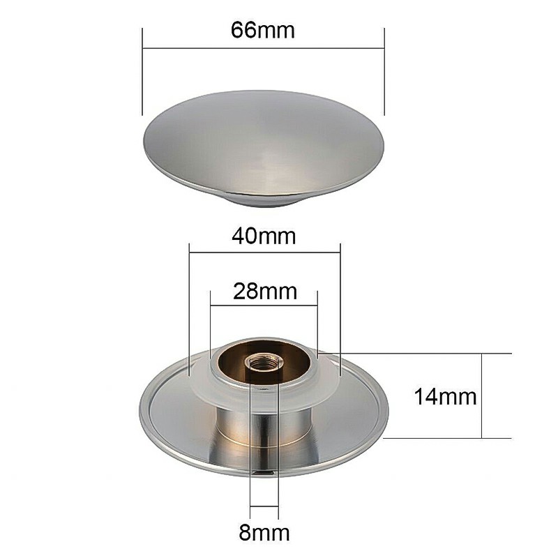 66mm Chrome Basin Waste Bathroom Sink Push Button Click