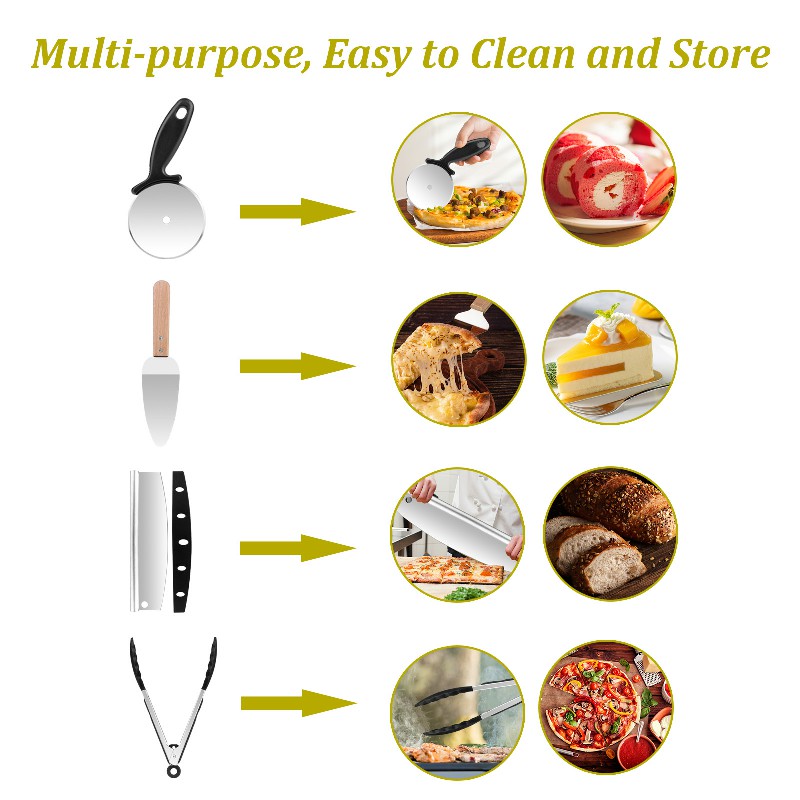 Pizza Making Tool Kits Ideal for for Homemade Baking Pizza Cookies Cake and BBQ