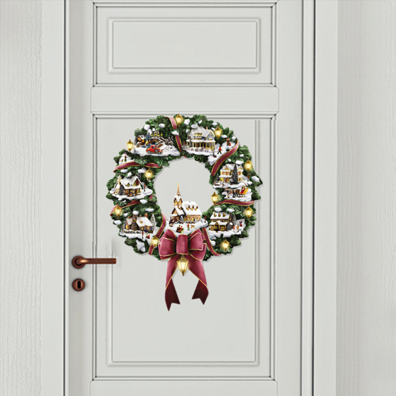 Christmas Window Stickers Xmas Snowman Santa Art Decal Wall Home Shop Decor - Garland Window I