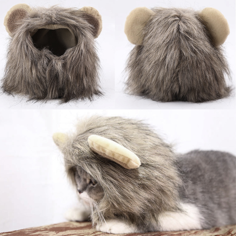 Pet Costume Brown Lion Mane Hood for Dog and Cat for Halloween - S