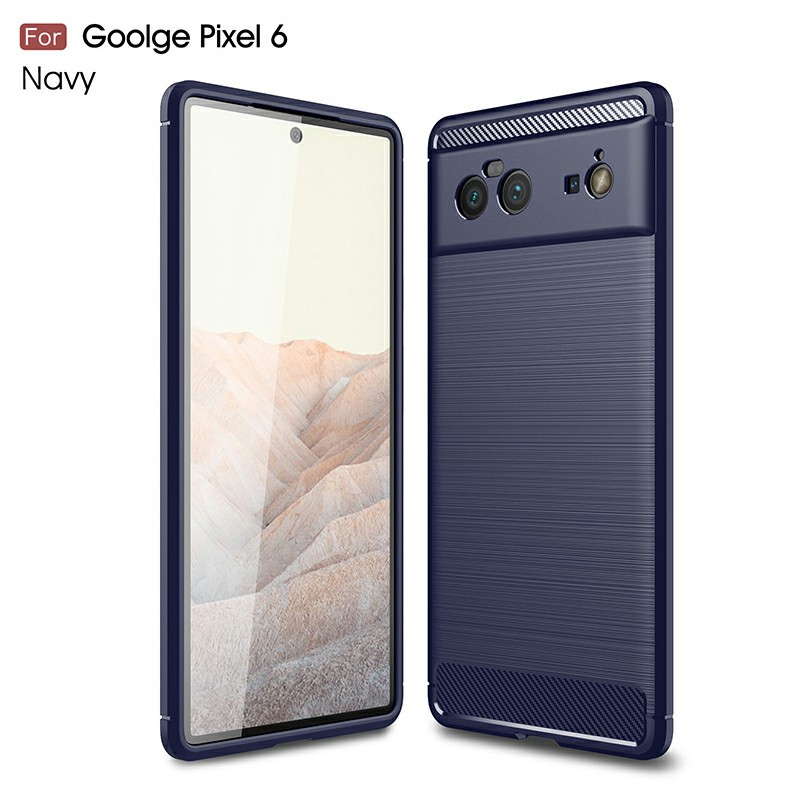 Carbon Fibre Pattern TPU Bumper Protective Case for Google Pixel 6 - Blue