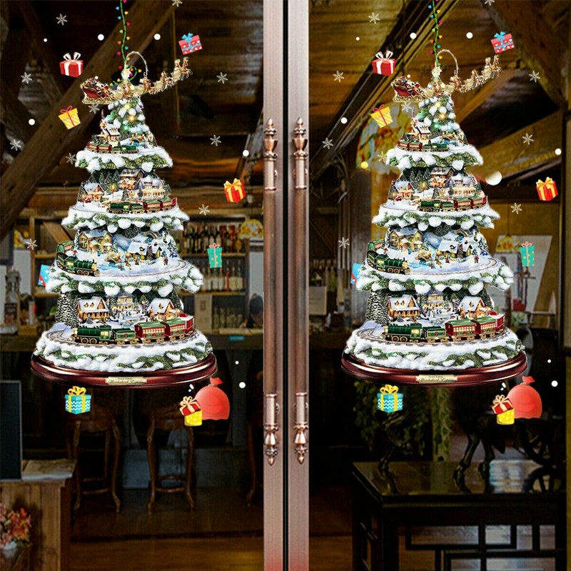 Christmas Window Stickers Xmas Snowman Santa Art Decal Wall Home Shop Decor - Christmas Window B