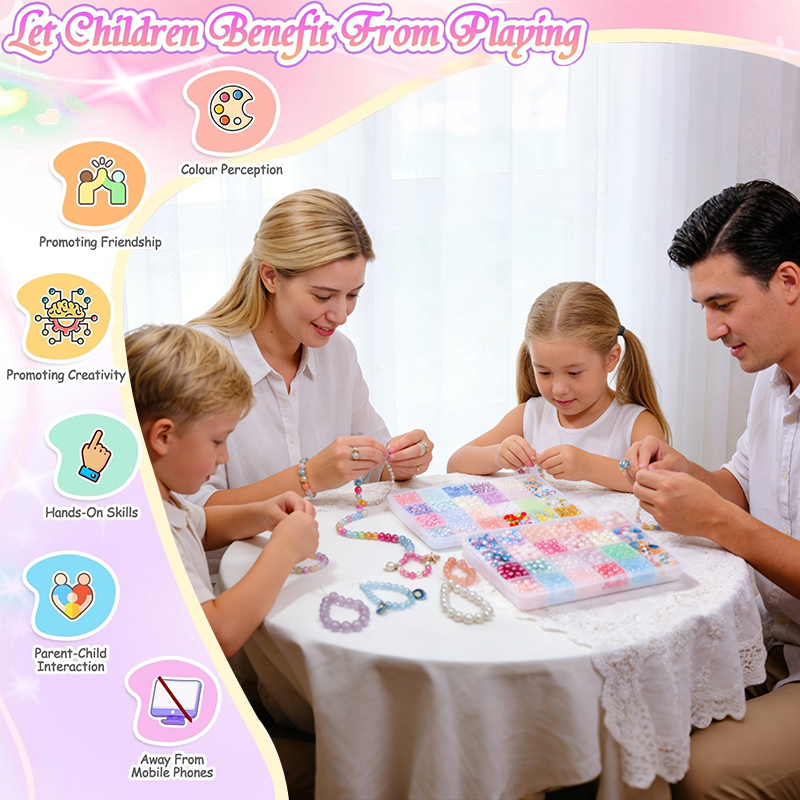 2 Box About 1190pcs Ocean Beads Bracelet Making Kit for Beginner Age 6-12 Girls Gifts Coloured Big Hole Bead