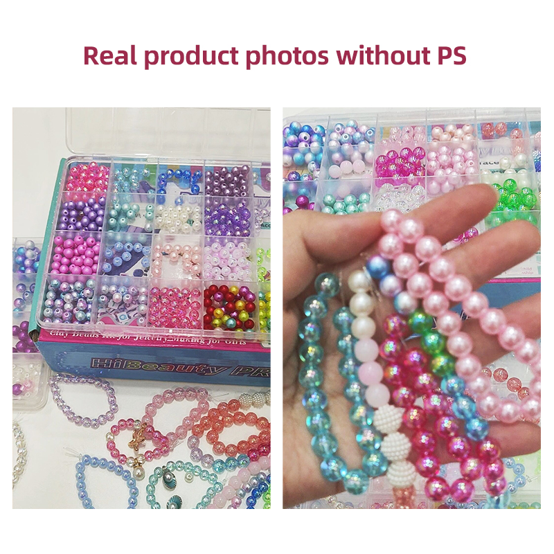 2 Box About 1190pcs Ocean Beads Bracelet Making Kit for Beginner Age 6-12 Girls Gifts Coloured Big Hole Bead