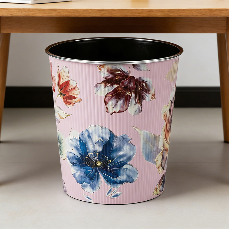 Beautiful Floral Bin Paper Office Bin Waste Rubbish Bins Random Colours 259g 24 x 23cm