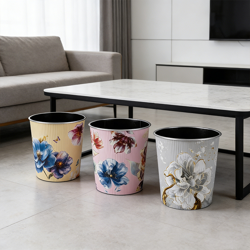 Beautiful Floral Bin Paper Office Bin Waste Rubbish Bins Random Colours 259g 24 x 23cm