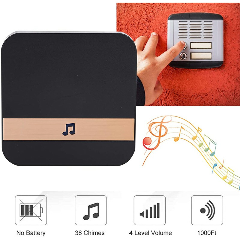 Smart Wireless Sensor Dingdong Doorbell Chime for Wireless Video Doorbell - Black