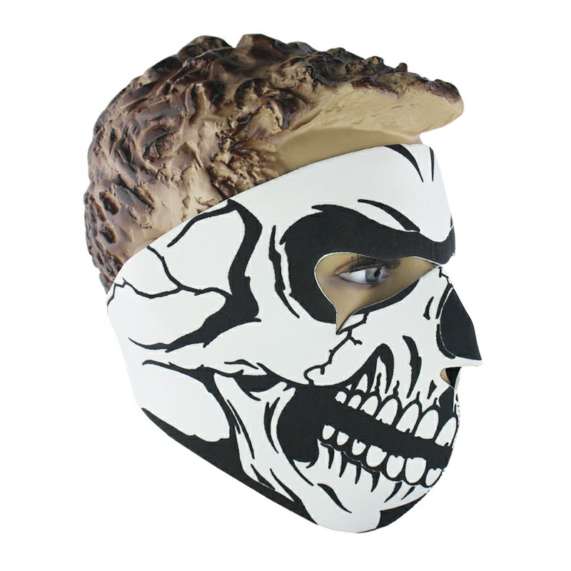 Unisex Windproof Full Face Mask Motorcycle Skiing Snowboarding Bike Facial Protector - White Skull