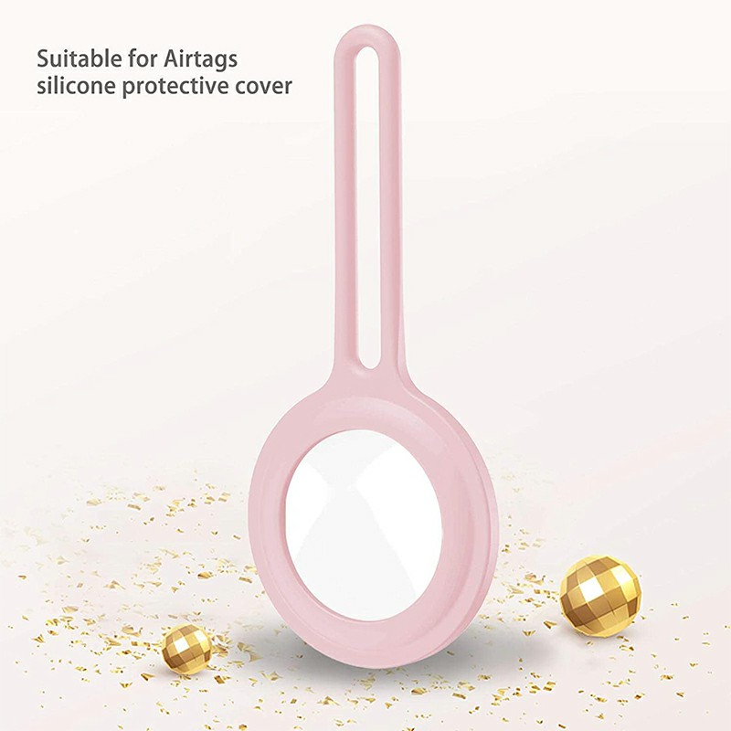 Air Tag Silicone Loop Holder Keyring Carry Case for Apple - Pink