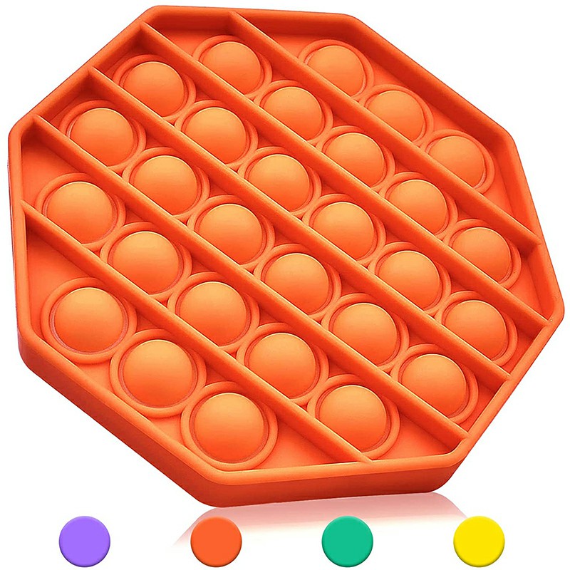 Octagon Pop it Fidget Board Unzip Product Stress Relief - Orange