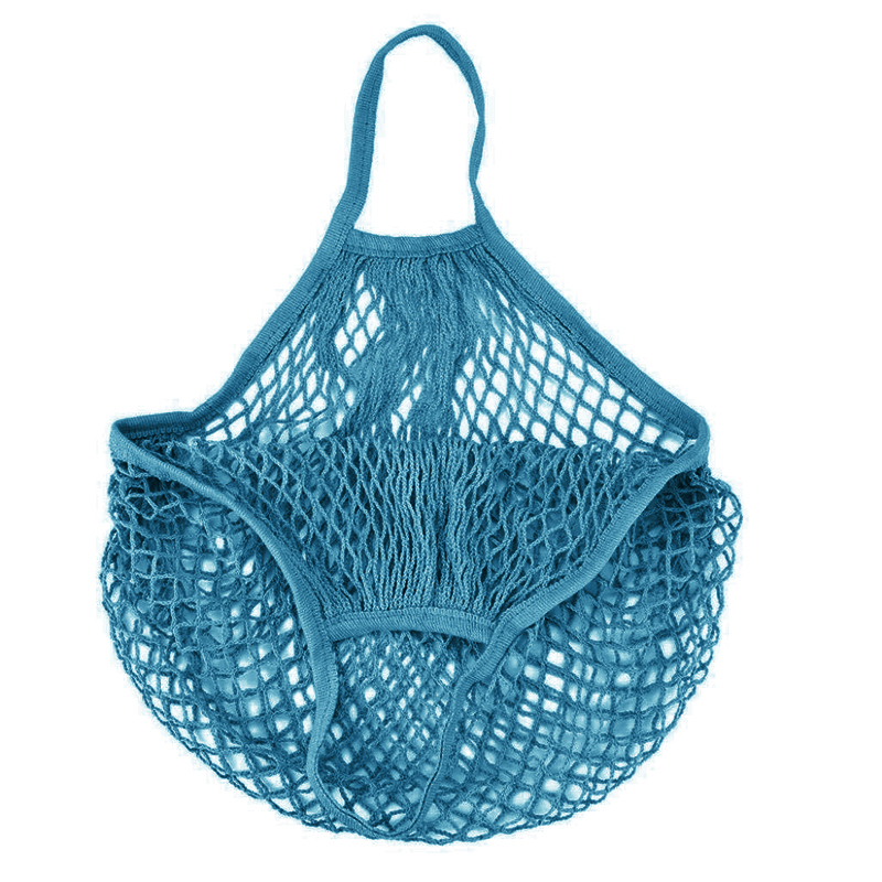 Reusable Mesh Net Turtle Bag Braided Shopping Fruit Storage Handbag Totes - Turquoise