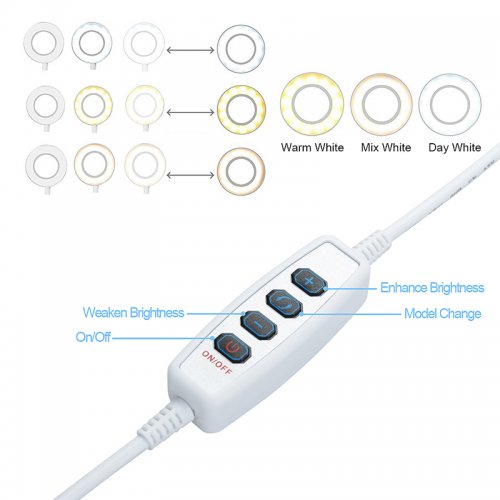 Selfie LED Light Ring with Phone Holder Stand Clip for Live Stream Makeup