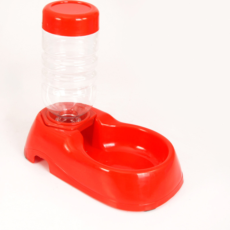 2 in 1 Automatic Pet Feeder Water Dispenser Self-Feeding Bowl for Dogs and Cats Red