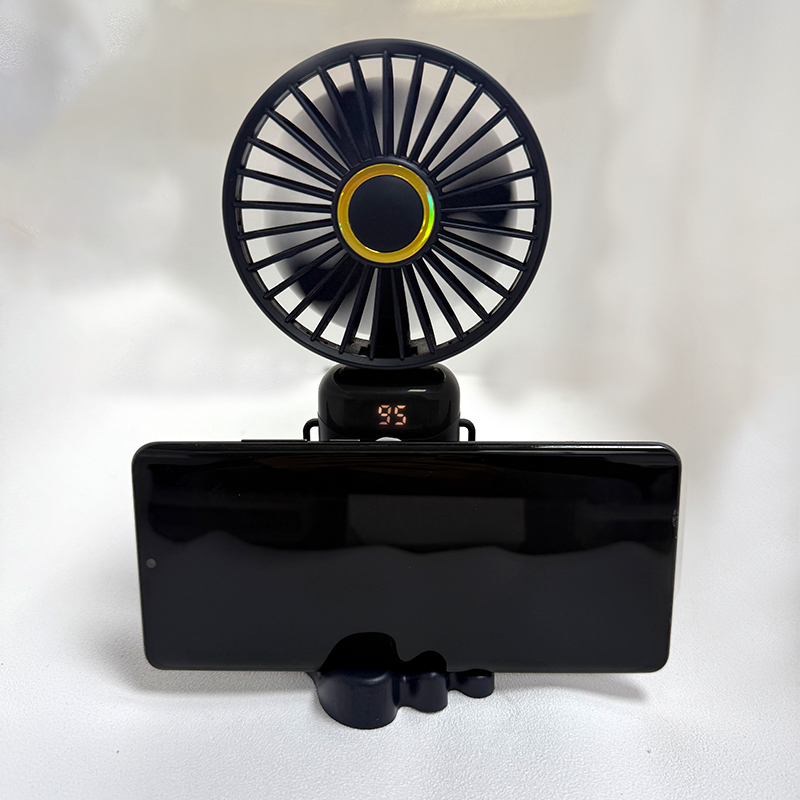 USB Rechargeable Mini Hand-held Fan Portable Folding Desk Fan with LED Display 18.8 x 9 x 4.65 cm Blue