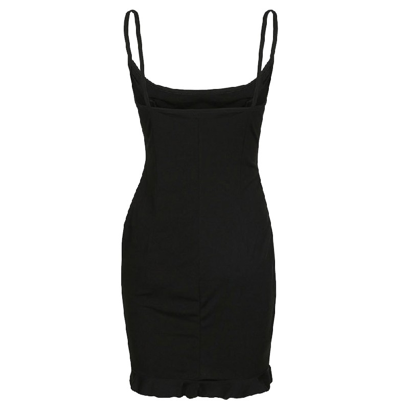 Women Ruffle Frill Mini Wrap Sling Dress Ladies Party Frill Dress - M