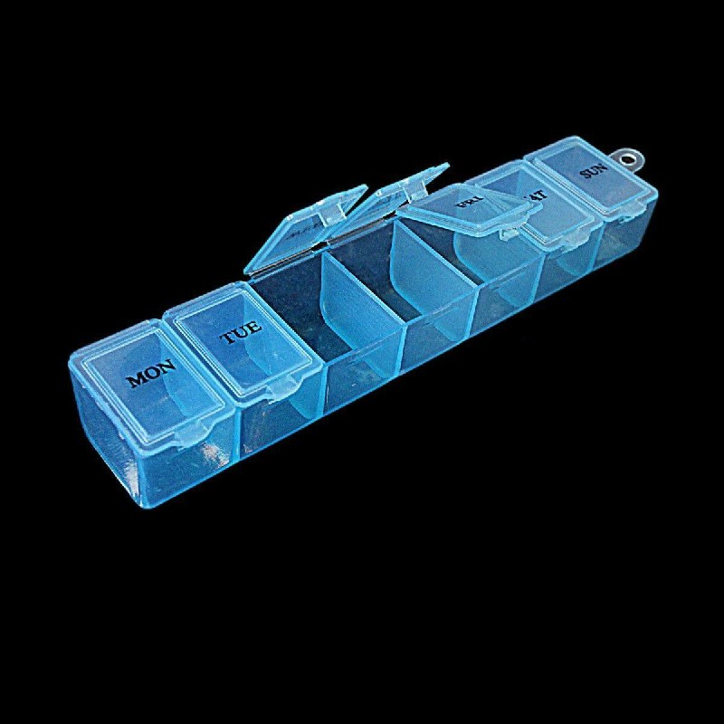 Plastic Pill Tablet Box 7 Days Medicine Organiser 15 x 2 cm Random Colour