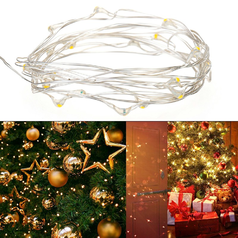 2M 20 LED Battery Powered Wire Waterproof Lights for Party Decoration - Warm White