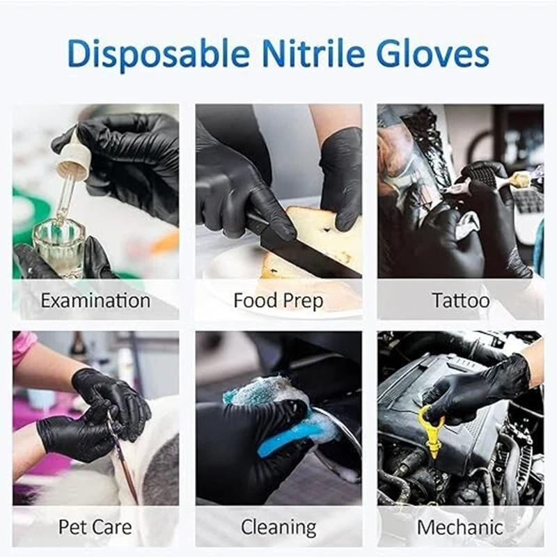 100 Disposable Nitrile Gloves Powder Free Latex Free Medical Strong Glove Black S